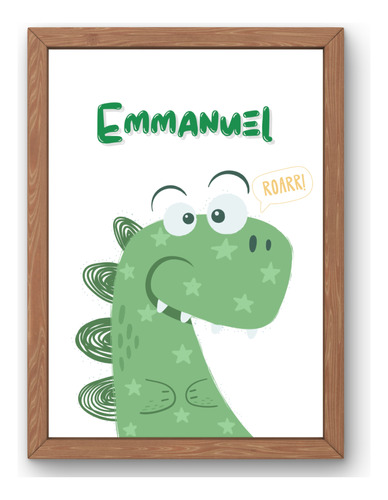 Lamina Imprimible Poster Con Nombre Dinosaurio Para Cuadro