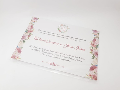 70 Convite Casamento Floral + 70 Convite Individual