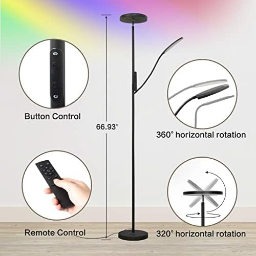 Lámpara De Pie Rgb, Led Moderno Giratorio Con Lámpara De Pie