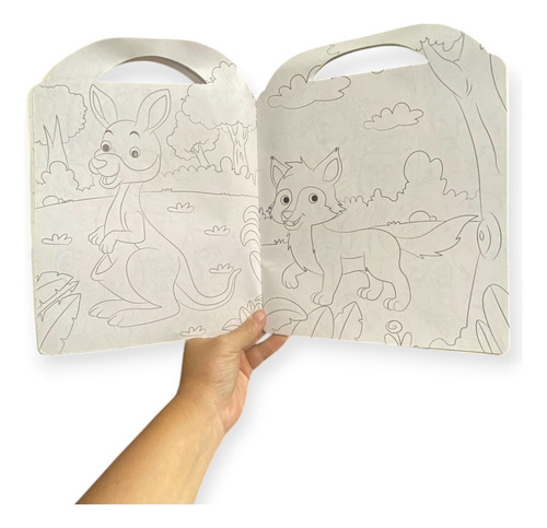 Livro De Colorir Infantil+5 Mini Animais Selva+lápis De Cor