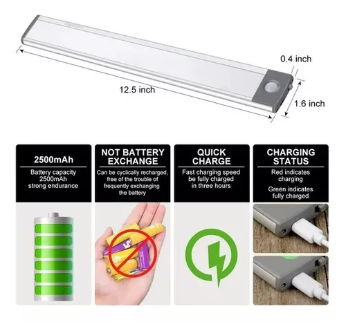 GENERICO Pack 2 Luz LED Recargable con Sensor Movimiento