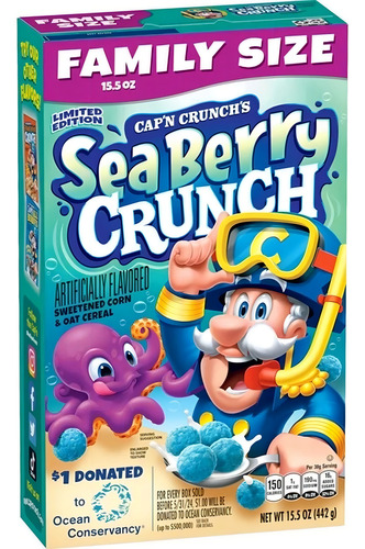 Cereal Cap'n Crunchs Sea Berry 442g Edición Limitada Usa