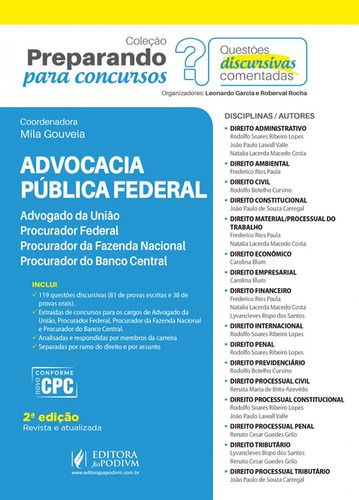 Preparando Para Concursos - Questões Discursivas Comentadas - Advocacia Pública Federal - 2 Edicao 2017 Juspodivm