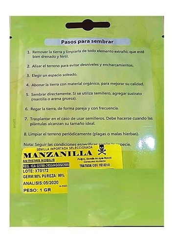 Semillas De Manzanilla X 1 Gr (aromatica)