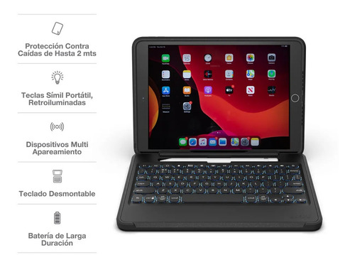 Imagen 2 de 6 de Teclado Con Funda Para iPad 10.2, iPad 10.5 Y iPad Air Zagg