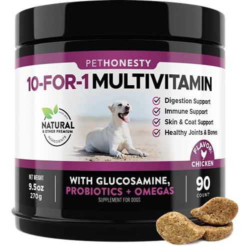 Multivitaminico Natural Omega 10 En 1 Para Perros 90 Pzas