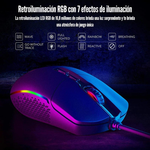 Mouse Redragon Invader M719 Rgb 10000 Dpi - Negro