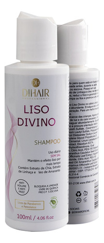 Shampoo Liso Divino Redutor Frizz 100m Protege Do Calor