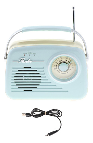 Radio Portátil De Diseño Retro, Material Pp, Azul