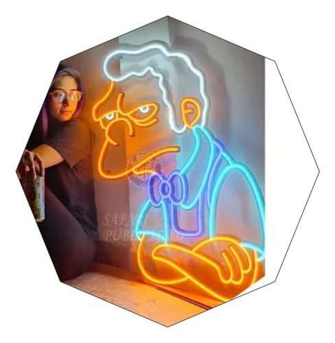 Cartel Moe Szyslak En Neón Led - Deco - Luminoso - Original