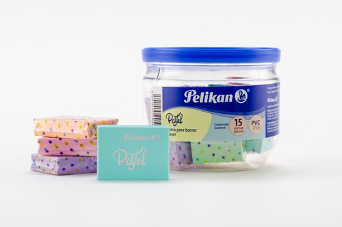 Imagen 2 de 6 de Pote Gomas De Borrar Pelikan Pastel (15 U.)