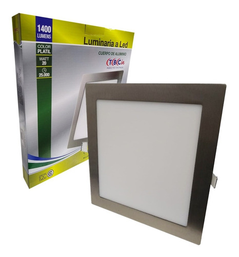 Panel Led Cuadrado 20w P/embutir Tbc Aluminio Color Plateado