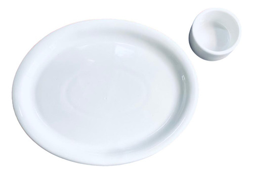 Kit 30 Prato Travessa Oval Porcelana 31 Cm Mais 6 Molheira Cor Branco