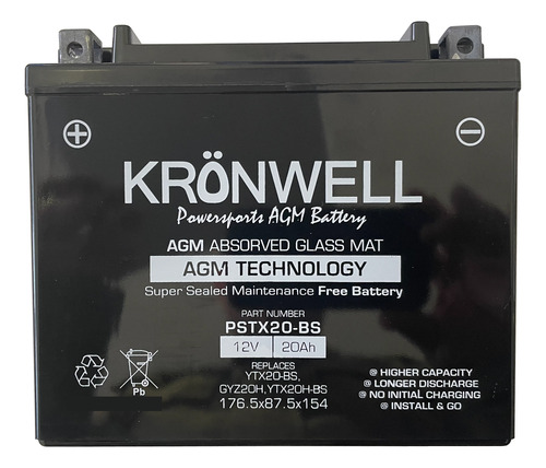 Bateria Kronwell Para Moto Guzzi 1380 El Dorado Ytx20 + Izq