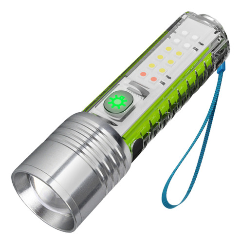 Linterna Led Metálica Recargable 8 Modos De Iluminación Zoom Linterna Plateado Luz Blanco