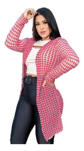 Casaquinho Aberto Cardigan Suelen  Feminino Longo Tricô