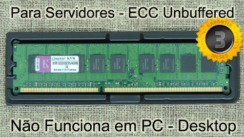 Memoria Udimm Ddr3 4gb Pc3 10600e Ecc Kvr1333d3e9s Kingston (Usado)
