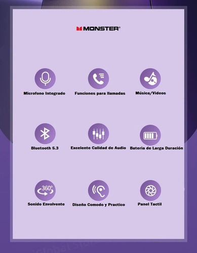Audífonos Inalámbricos Monster Xkt15 Bluetooth 5.3 Color Beige