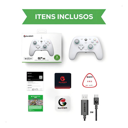 Controlador tipo joystick Gamesir G7 para Xbox, 2 placas frontales con cable blanco