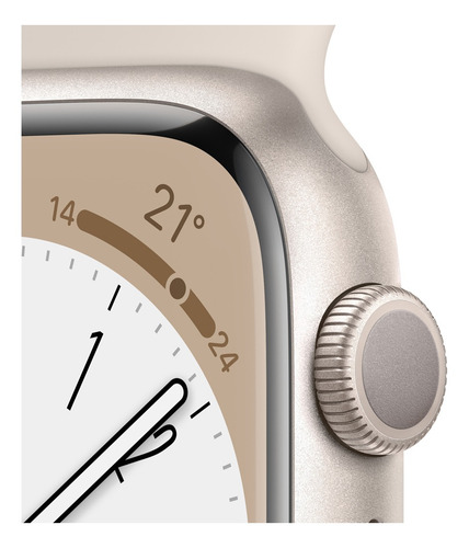 Apple Watch Series 8 GPS - Caja de aluminio blanco estelar 45 mm - Correa deportiva blanco estelar - Patrón