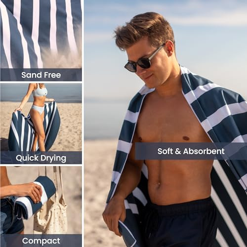 Toalla De Playa Xxl Microfibra Secado Rápido Azul Oscuro