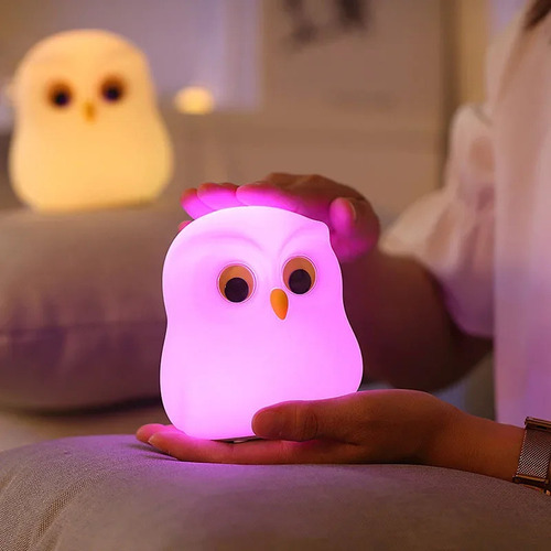 Luz Nocturna Colorida Con Forma De Búho De 0,3 W, Silicona C