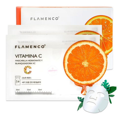 Mascarilla Facial Blanqueadora Hidratante Vitamina C Pack 10