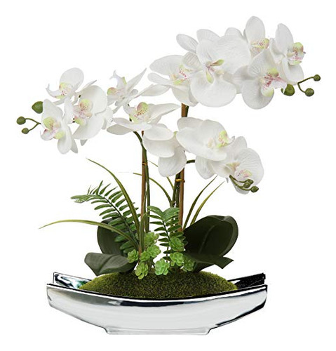Flores Artificiales Briful Orquídeas Blancas Phalaenopsis X1