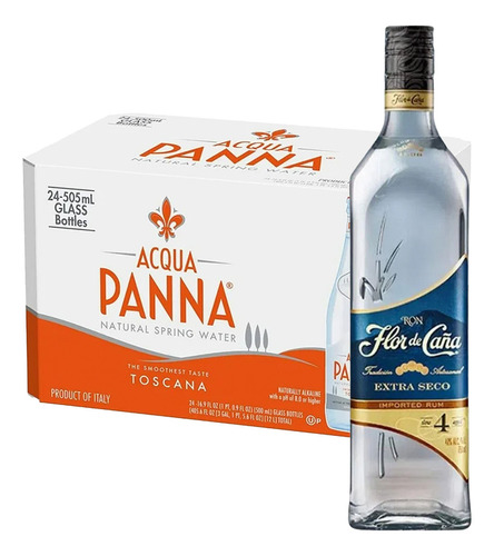Pack 24 Agua Panna 250 Ml + Ron Flor De Caña Blanco Extra Dr