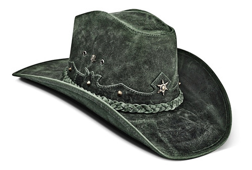 Chapeu Couro Legitimo Verde Boiadeiro Country Cowboy Texano