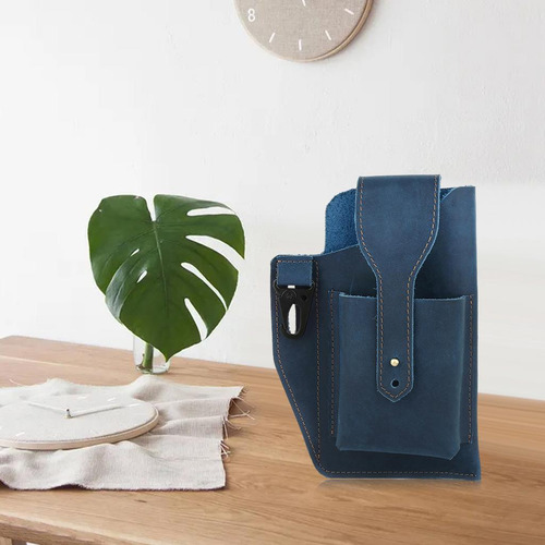 Funda De Cuero Para Teléfono Para Cinturón, Bolso Con Azul