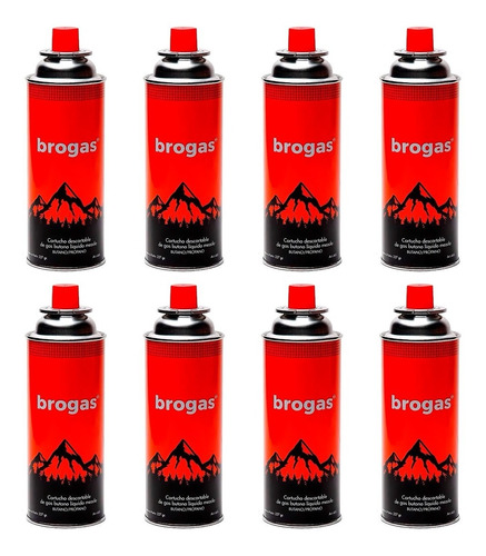 Gas Butano Brogas 227 Grs Pack X 8 Un. Anafe Camping Pesca