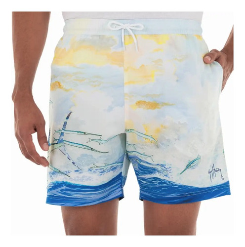 Short Guy Harvey Traje De Baño Sunrise Sailfish Caballero 