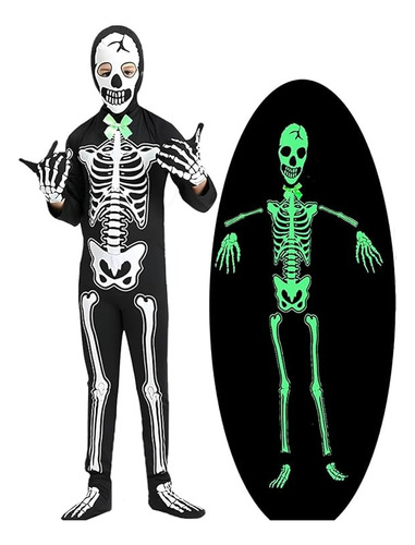 Disfraz Esqueleto Halloween Brilla En Oscuridad Teletiendauy