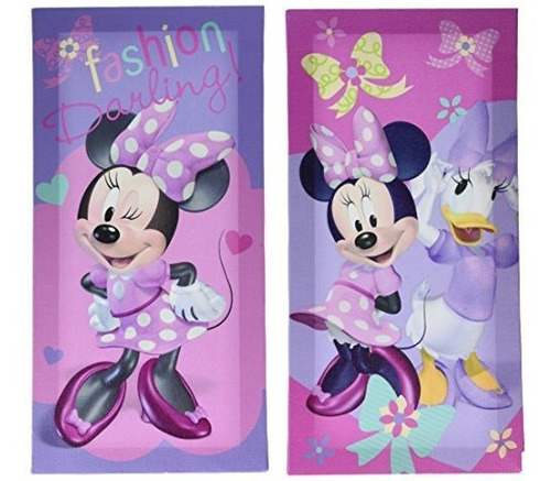 Disney Minnie Mouse Canvas Wall Art (paquete De 2), 7 X 14