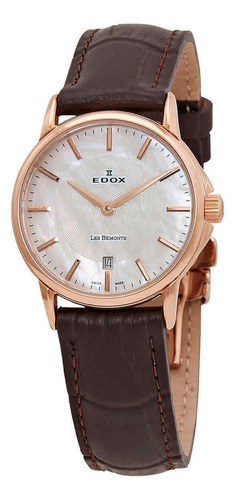 Reloj Edox 57001 Para Mujer De Cuarzo Esfera Perla Banda