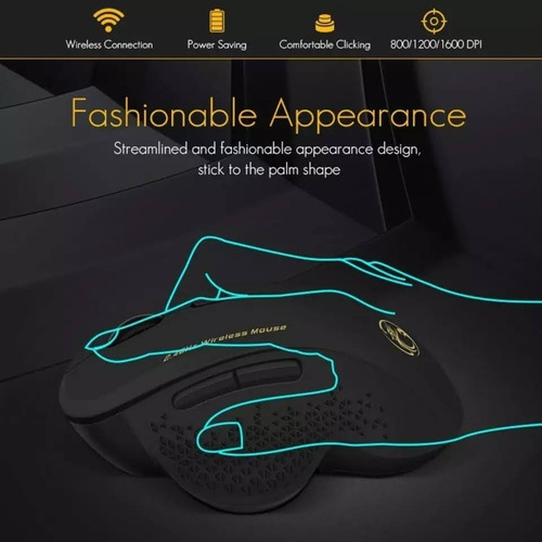Mouse Inalmabrico 2,4 Ghz Portatil Usb 1600 Dpi 6 Botones