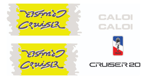 Adesivos Antiga Caloi Cruiser Aro 20 Prata/amarelo/roxo