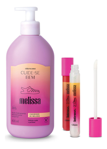 Combo Melissa: Gloss Labial Glossy Pink 5,5ml + Gloss Labial