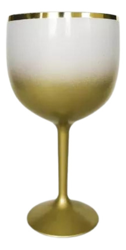 Kit 2 Taças Gin Degradê Com Borda Metalizada Dourada Lisa