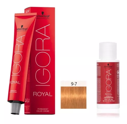 Coloração Igora Royal Louro Extra Claro Cobre 9-7 + Ox 20 V.