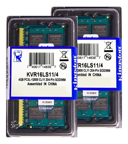 Memória Kingston Ddr3 4gb 1600 Mhz Notebook 1.35v Kit C/20