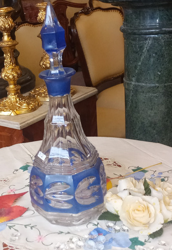Antigua Licorera Cristal Impecable Alto 33cm N5 Azul (Usado)