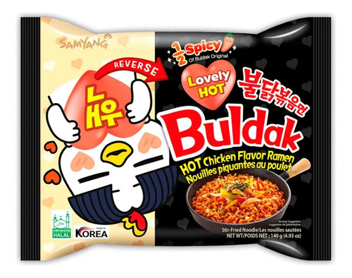 Ramen Coreano Buldak Hot Chicken 1/2 Picante Lovely Hot 1 Pz