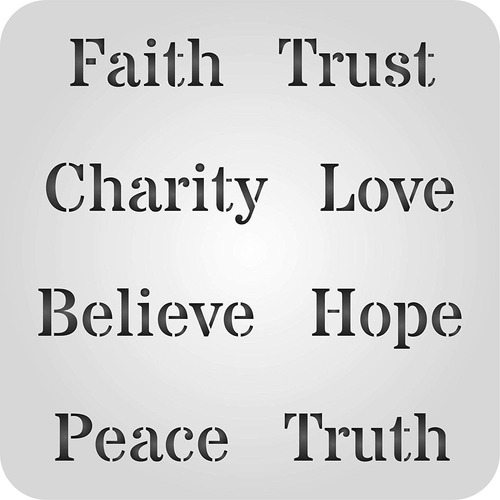 1â Words Of Faith Stencil, 8.5 X 8.5 Pulgadas L  Wordi...
