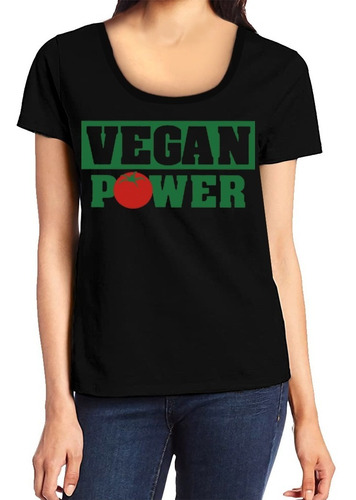 Remeras Veganos Mujer Vegan Power Vegetariano