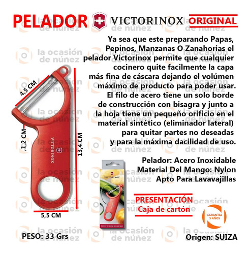 Imagen 3 de 7 de Pelapapas Victorinox Pelador Verduras Batatas Papas Fruta