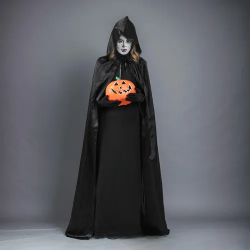 Disfraz Halloween Mujer, 150cm Brujia Capa Con Capucha, Disfraz Peste Negra Para Adultos Para Fiesta De Disfraces Medieval De Carnaval De Halloween Y