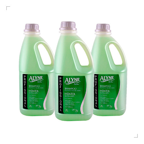  Kit Com 3 Shampoo Profissional Alyne Mentol Refrescante 2l