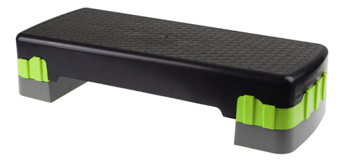 Step Clasico 2 Medidas Regulable Altura Plataforma Gimnasia Color Negro/verde/gris